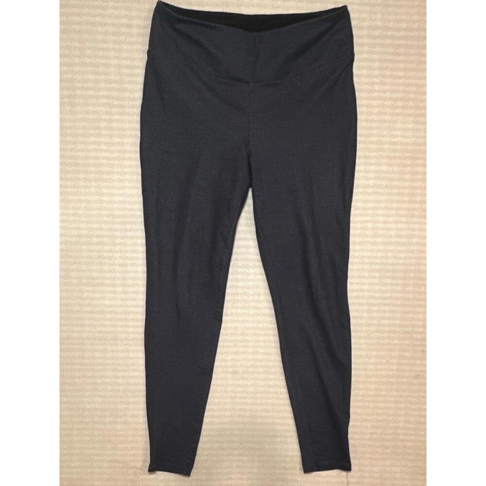 TEEZHER Navy Ankle Leggings L Women Stretch Knit Cotton Blend Elastic Waist